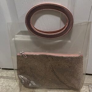 Elegant Transparent Tote with Pink Glitter Pouch